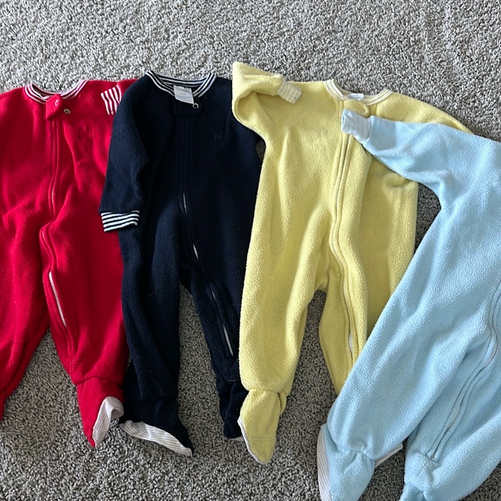 12 mos footie fleece pajamas (4 colors)